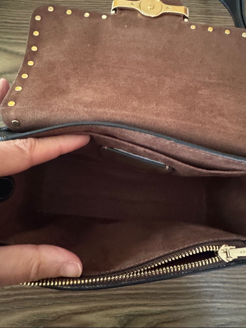 Coach Black and Brown Signature Rivet Morgan Top Handle Satchel Gold Hardware - Picture 11 of 13